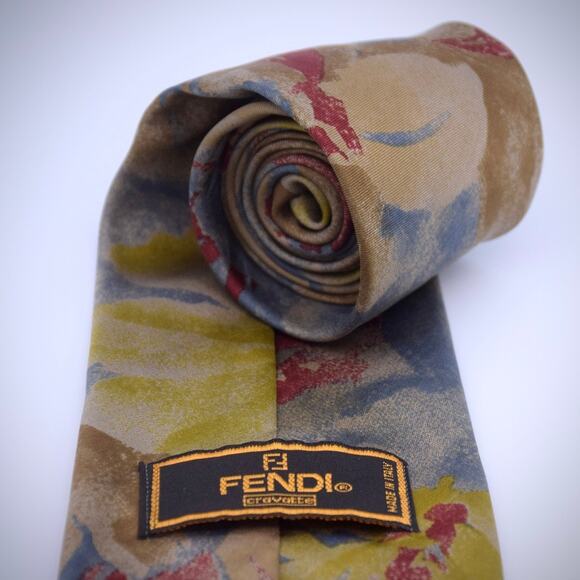 Vintage Fendi 100% Silk Tie - Abstract Pattern (59 inches) - Picture 2 of 5